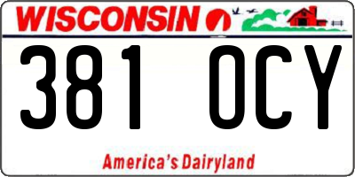 WI license plate 381OCY