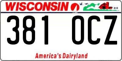 WI license plate 381OCZ
