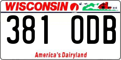 WI license plate 381ODB
