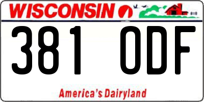 WI license plate 381ODF