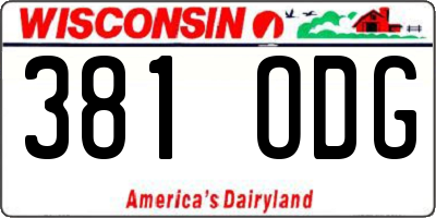 WI license plate 381ODG