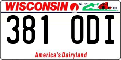 WI license plate 381ODI