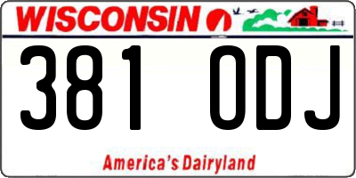 WI license plate 381ODJ