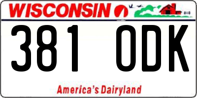 WI license plate 381ODK