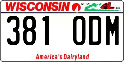 WI license plate 381ODM
