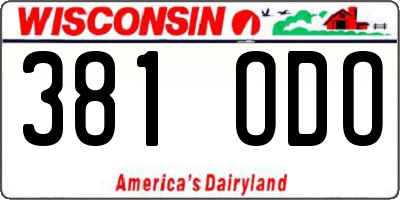 WI license plate 381ODO