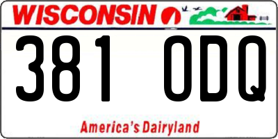 WI license plate 381ODQ
