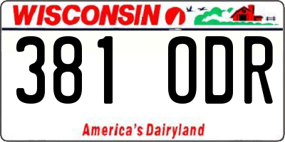 WI license plate 381ODR
