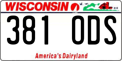 WI license plate 381ODS