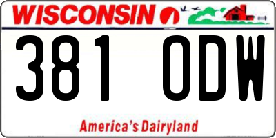 WI license plate 381ODW