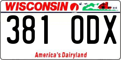 WI license plate 381ODX