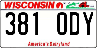 WI license plate 381ODY