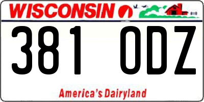 WI license plate 381ODZ