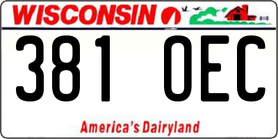 WI license plate 381OEC