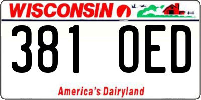 WI license plate 381OED