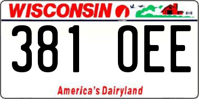 WI license plate 381OEE