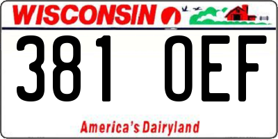 WI license plate 381OEF