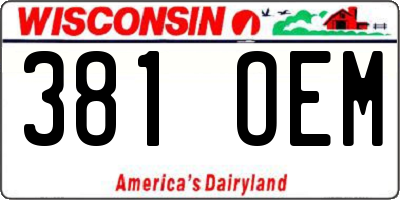 WI license plate 381OEM