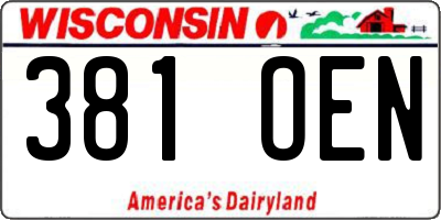 WI license plate 381OEN