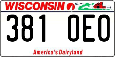 WI license plate 381OEO