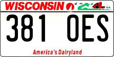 WI license plate 381OES
