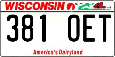 WI license plate 381OET