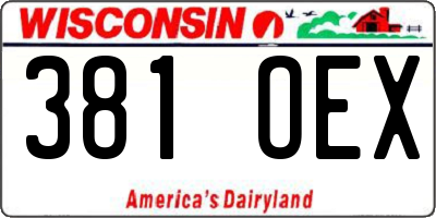 WI license plate 381OEX