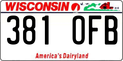 WI license plate 381OFB
