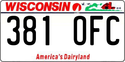 WI license plate 381OFC