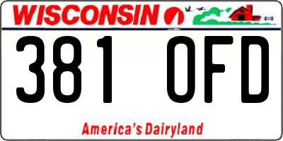 WI license plate 381OFD