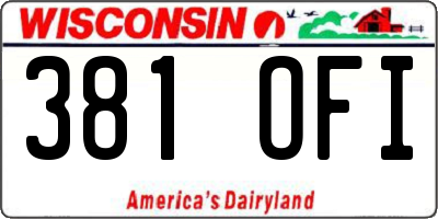 WI license plate 381OFI