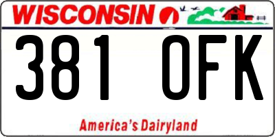 WI license plate 381OFK