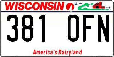WI license plate 381OFN