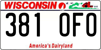 WI license plate 381OFO
