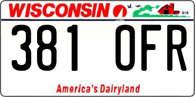 WI license plate 381OFR