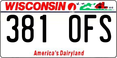 WI license plate 381OFS