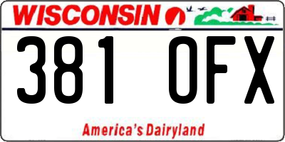 WI license plate 381OFX