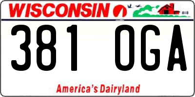 WI license plate 381OGA