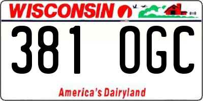 WI license plate 381OGC