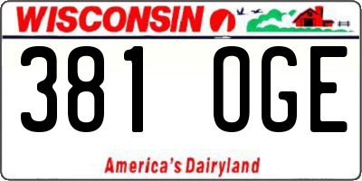 WI license plate 381OGE