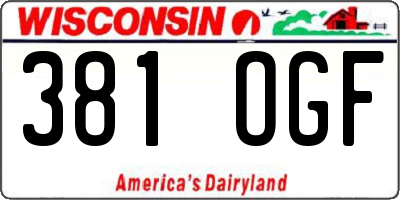 WI license plate 381OGF