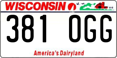 WI license plate 381OGG