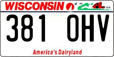 WI license plate 381OHV