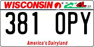 WI license plate 381OPY