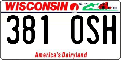 WI license plate 381OSH