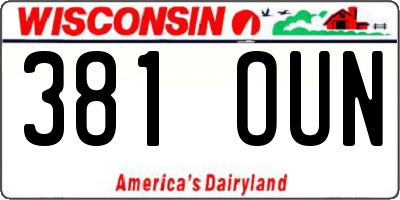 WI license plate 381OUN