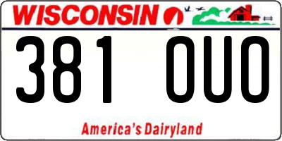 WI license plate 381OUO
