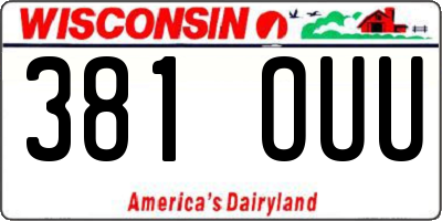 WI license plate 381OUU