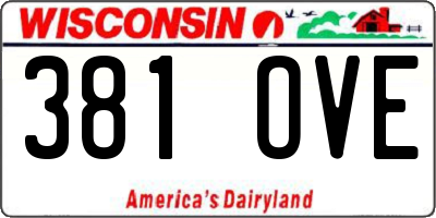 WI license plate 381OVE