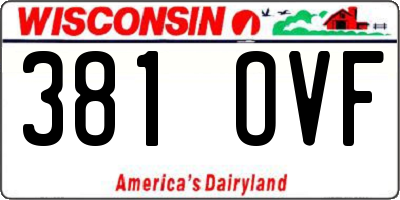 WI license plate 381OVF